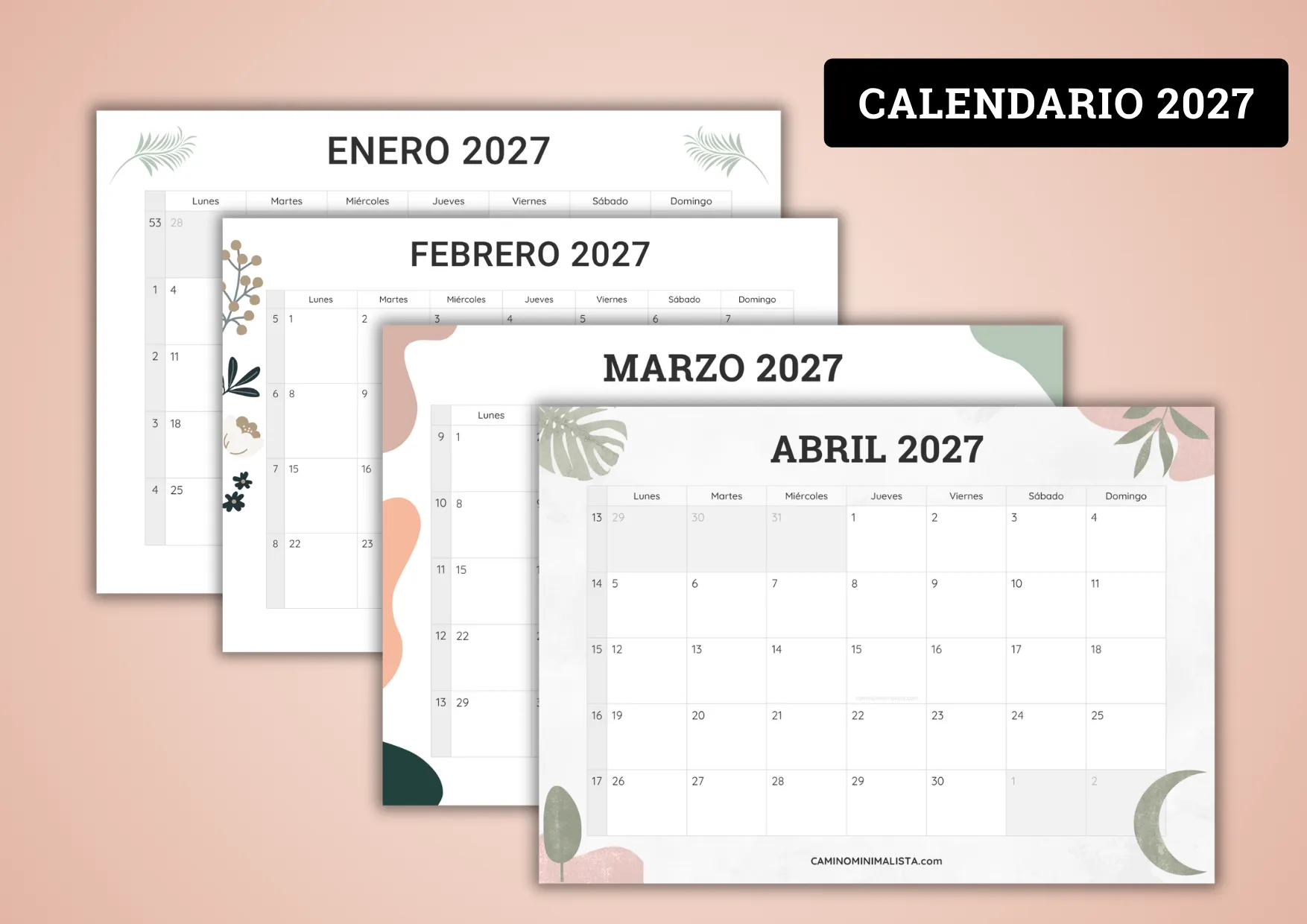Calendario 2027 para imprimir