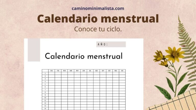 Calendario menstrual. Plantilla gratis para imprimir